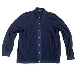 M&S Men’s Navy Knit Button-Up Cardigan Sweater XL